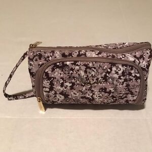 Brown Floral Wristlet with Vintage Appeal